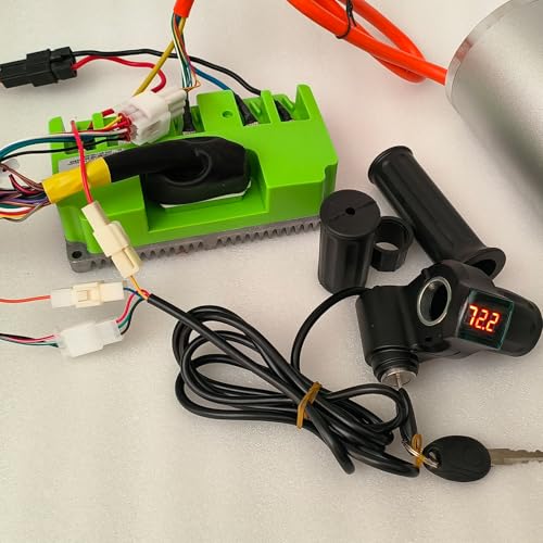 Doinal Electric Twist Throttle 72V 60V 48V 36V 24V Universal Throttle for Electric Scooter Razor Dirt Bike, Volt Meter Throttle with Key, 3 Speed Throttle, Twist Throttle for Electric Motorcycle ATVS - style: Half Twist Throttle