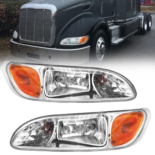 Headlight Assembly Pair Fits for 2005-2016 Peterbilt 348 382 384 386 387 - color: Pair