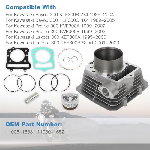 ECCPP 298CC Cylinder Piston Ring Gasket for Kawasaki 300 1989-2002 - size: 11005-1533