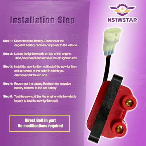 Performance JDM Ignition Coil Pack Set Of 1 Compatible With Subaru Forester Impreza Legacy 2.2 2.5 H4 Replacement For 22433-AA240 22433-AA370 UF159