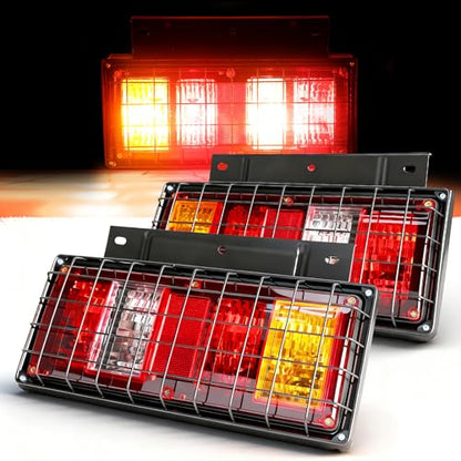 2 Pack Truck Tail Lights Kit with Iron Net Protection With Bulbs - color: Tail Lights-J