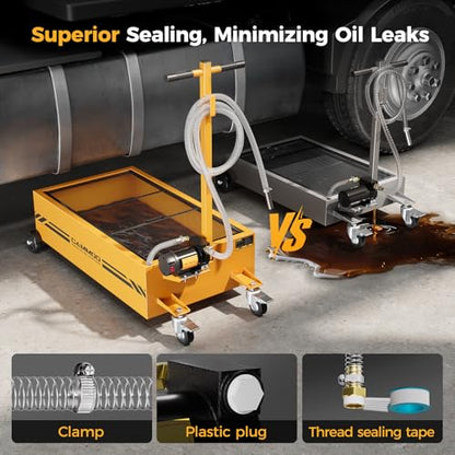 CAMMOO 25 Gal Electric Oil Drain Pan with Pump, Yellow - color: Yellow
