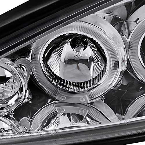 SPEC-D TUNING Dual LED Halo Projector Headlights - color: Chrome Housing Clear Lens
