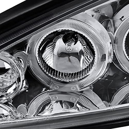 SPEC-D TUNING Dual LED Halo Projector Headlights - color: Chrome Housing Clear Lens