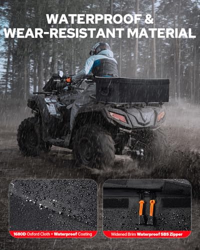 Benlari ATV Storage Bag 61L Waterproof 4 Wheeler Cargo Bag Widened Thickened Removable Cushion ATV Rear Seat Gear Bag for Passenger Compatible with Polaris Sportsman Scrambler FourTrax Outlander