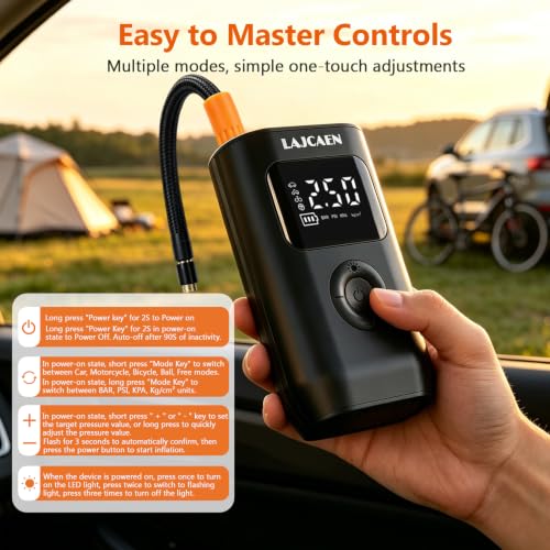 Tire Inflator Portable, 25L/min Fast Inflation & Digital Pressure Gauge