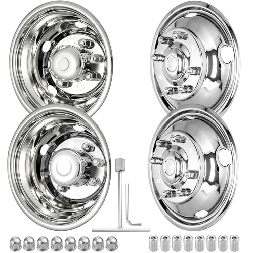 CIRONBOW 19.5" 8 Lug 5 Holes,Wheel Simulators,Stainless Steel Bolt Kit,Fit for Pick-up Trucks Vans RV Hub Caps Rim Skin Chrome Cover Parts,Trunk Dually Wheel Cover Set(2003~2004 Ford F450/F550) - size: 19.5" 8 Lug for 2003~2004 Ford F450/F550