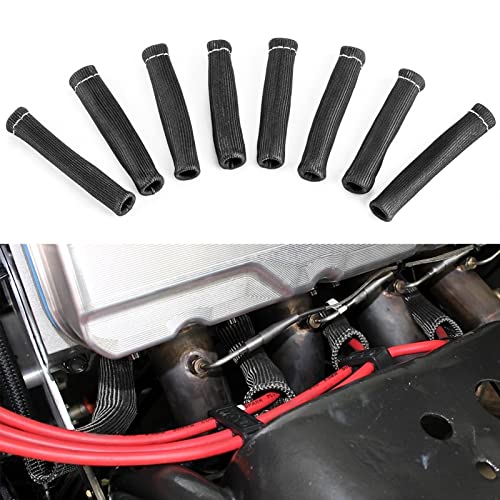 WeiSen Spark Plug Protect Boot 2500 Degree Sleeve Heat Shield Cover Spark Plug Wire Boots Compatible with all Angled & Straight Boots for Car Truck Black (8PCS)