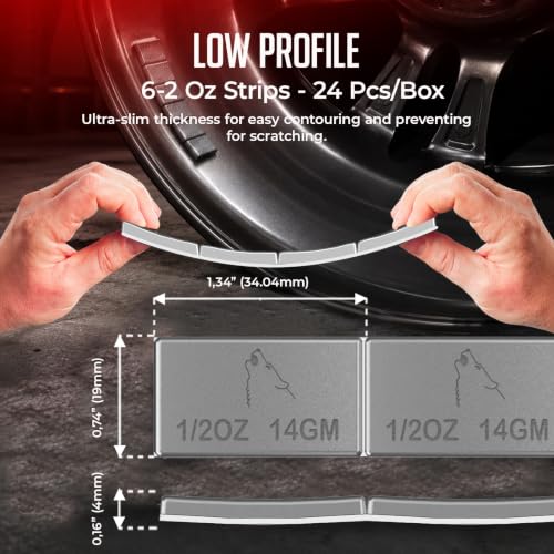 Wheel Accessories Parts 1/2 Oz. 0.50 Oz. Grey Low Profile Stick-On Adhesive EasyPeel Tape Wheel Balancing Weights 0.34 kgs 0.75 lb Box US Made Tape 24 Pcs per Box - size: 24 Pcs Silver, style: 1/2 Oz Segment