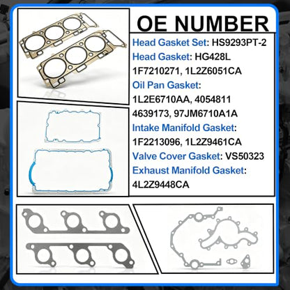 4.0 Full Head Gasket Set Fit for Ford Mazda 2000-2003 V6 SOHC ‎HS9293PT-2 - size: 4.0 Full Head Gasket Set