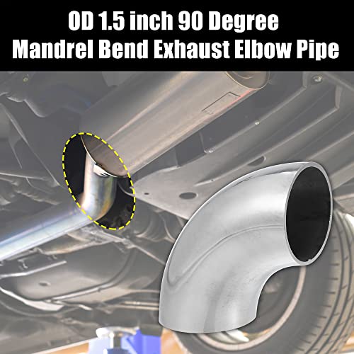 X AUTOHAUX 2pcs OD 1.5 Inch 90 Degree Mandrel Bend Elbow SS304 - size: 1.5"