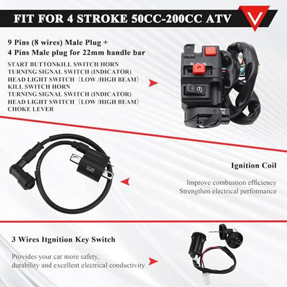 PRO BAT Full Lifan 200cc Dirt Bike Electrical Wiring Harness Kit - color: W Spark Plug & B Ignition Coil & S Rectifier