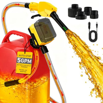 MISFANS Cordless Fuel Transfer Pump, Auto-Stop, Hand Trigger Nozzle - color: Yellow Black