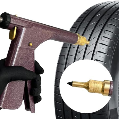 Tire Plug Gun Kit, Tire Repair Kit, Tubeless Tire Gun Puncture Repair Kit with 16 Pcs Mushroom Plugs 16 Pcs Plug Leads, Suitable for Cars, Motorcycles, Trucks, Tractor, Trailer