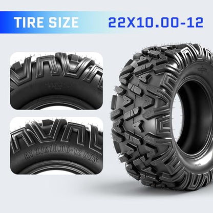 22x10-12 ATV Tires,6PR All-Terrain Tires,Tubeless,Pack of 2 - size: 22x10x12