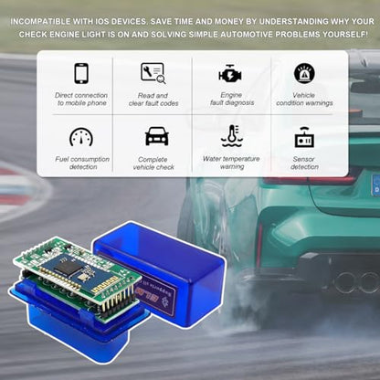 ELM327 OBDII Car Auto Diagnostic Scanner, Professional Mini Bluetooth Scan Tool Engine Fault Code Reader, Wireless Failure Detector Interface Adapter for Most OBD II Vehicles - color: Blue, 1 PCS