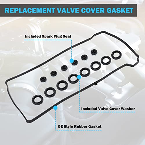 Valve Cover Gasket Set - Compatible with 2.0L 2.3L 2.4L 2002-2015 Honda Accord, Civic, CR-V, Element, Crosstour, Acura CSX, ILX, RDX, RSX, TSX - Replace VS50614R, 12341-R40-A00