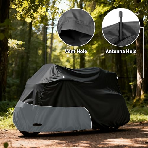 Motorcycle Cover Heavy Duty 300D Waterproof for Touring Ultra - color: Black/Grey