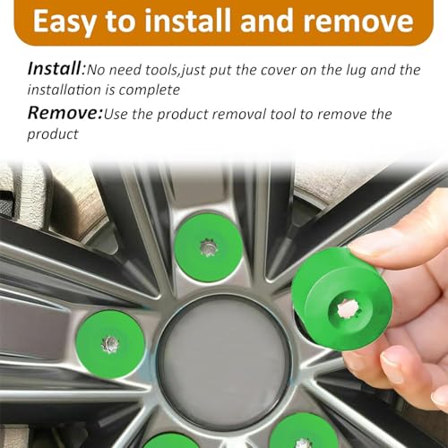 20PCS Car Wheel Lug Nut Covers, 17mm Wheel Bolt Cover Caps with Removal Tool, Black Lug Nut Covers Replacement 1K0 601 173 Compatible with VW Jetta Beetle Passat GTI CC (Green) - color: Green