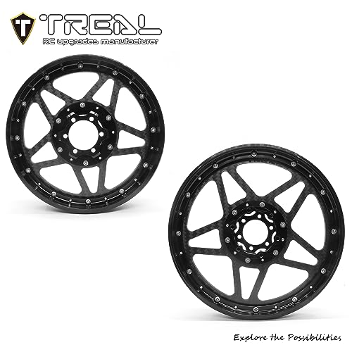TREAL Losi Promoto MX Front and Rear Wheels(2P), CNC Machined Aluminum w Carbon Rims for Losi 1/4 FXR Motorcycle(Black) - color: black