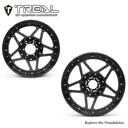 TREAL Losi Promoto MX Front and Rear Wheels(2P), CNC Machined Aluminum w Carbon Rims for Losi 1/4 FXR Motorcycle(Black) - color: black