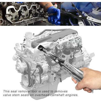 Car Valve Seal Pliers, 27cm/10.5in Valve Stem Seals Removal Tool with Ergonomic Grip, Narrow Access Oil Seal Pliers for Motorcycle ATV Small Engine Vehicle, Car Accessories