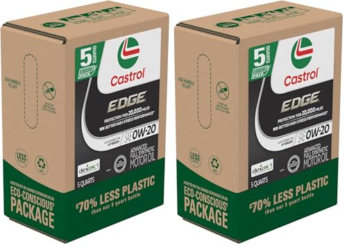 Castrol Edge 0W-20 Advanced Full Synthetic Motor Oil, 5 Quart, Eco Pack (Pack of 2) - size: 5 Quarts, Eco Pack (Pack of 2)
