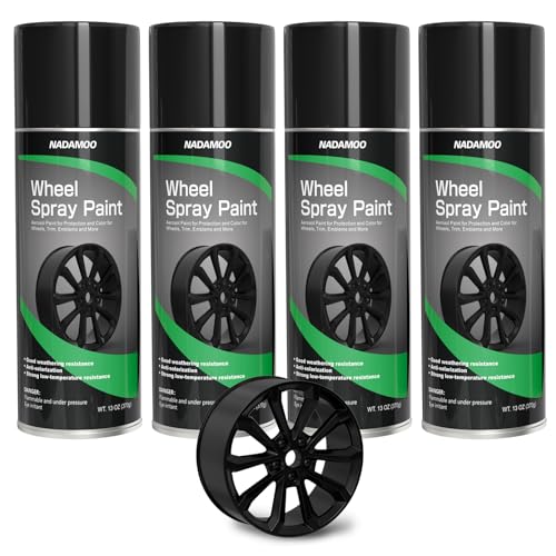 NADAMOO Black Spray Paint for Wheels, Semi-Gloss - color: Black, size: 13 Ounce (Pack of 4)