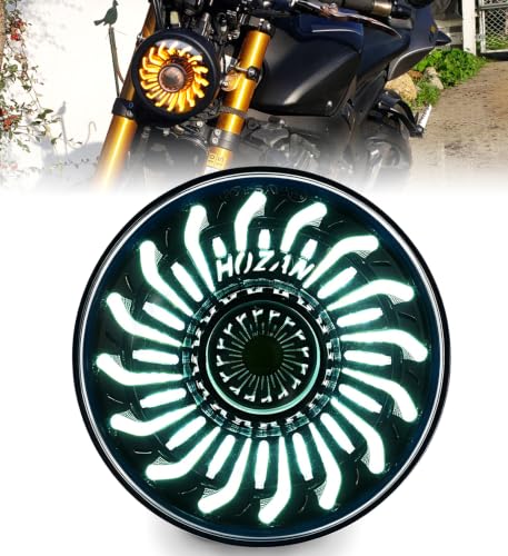 5-3/4" headlight with White/Amber chrysanthemum petal DRL Compatible with Sportster Iron 883 SuperLow XL883 XL1200,Softail Springer, Dyna Street Bob Low Rider - color: Single lamp