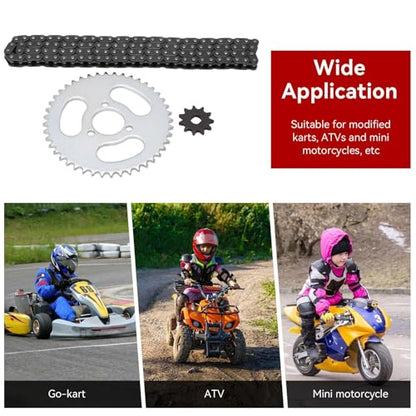 Chain and Sprocket Kit, Mini Bike Sprocket Replacement High Power Steel T8f Front and Rear Gear Chain Set for Modified Kart Mini Motorcycles