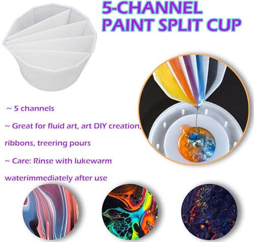 Paint Cup With Handle, Silicone Split Cup, Acrylic Pouring Strainers, Scrapers Kit for DIY Paint, Resin Molds, Epoxy Resin Art and Creating Unique Patterns Art Supplies