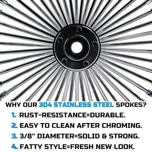 FatFlex Rear Wheel for Harley Touring Dyna Softail Sportster 18” - color: 18" x 3.5", Chrome+Chrome+Chrome