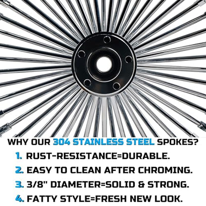 FatFlex Rear Wheel for Harley Touring Dyna Softail Sportster 18” - color: 18" x 3.5", Chrome+Chrome+Chrome