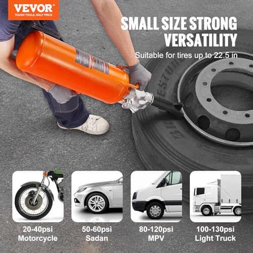 VEVOR Tire Seater, 2.1 Gal/8 L Air Tire Blaster, 120 PSI Handheld, Portable Tire Inflator Tool, 85-116 PSI Operating Pressure for Tractor Truck ATV Car and Automobile Repair - size: 2.1 Gal/8L