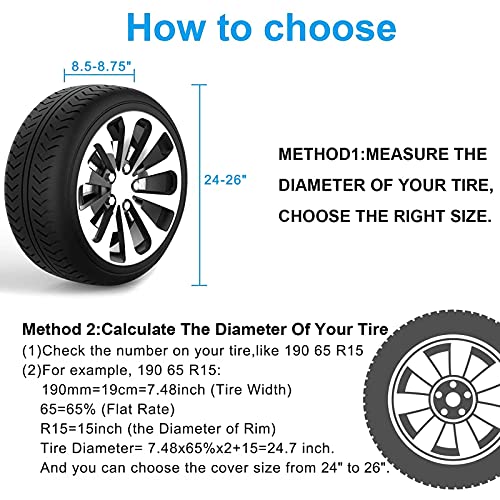 Tire Covers for RV Wheel Set of 4 Non-Woven Wheel Covers Waterproof UV Coating Tire Protectors Universal Fit for RV Trailer Camper Truck Jeep SUV Car Wheel, Fits Tire Diameters 24-26” - size: 24-26”
