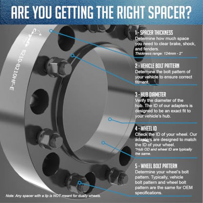 Wheel Accessories Parts 2 Pcs Hub Centric Wheel Spacers 8 on 210mm 2.00 Inch Thick 154.2mm Hub M14x1.5 14x1.5 Thread Stud Fits Chevrolet Silverado GMC Sierra 3500HD (Dually - Front Only) - size: With Lip, style: 2.00" Alum (2 Pack)