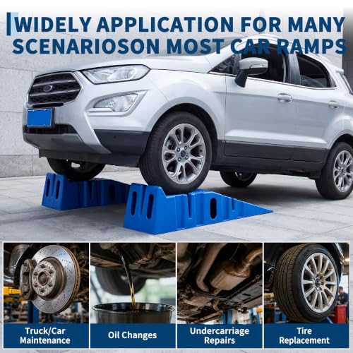Garvee 2 Pack Low Profile Car Service Ramps, 3.5 t Heavy Vehicle Lift Ramps - color: Blue, size: 3.5 T