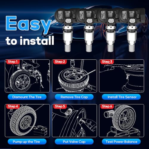 Autel TPMS Sensors 4pcs, 2in1 315MHz+433MHz Universal Tire Pressure Sensor