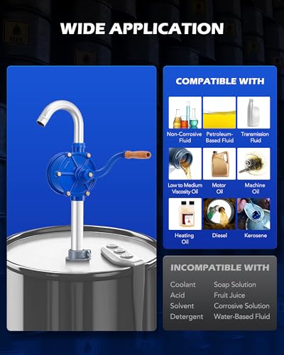 OMT 55 Gallon Drum Pump, Fits 5 to 55 Gallon Drums - color: Blue Rotary Action Aluminum Pump
