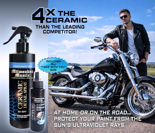 Ceramic Motorcycle Wax Spray (20 fl oz) 16 fl oz & 4 fl ozTravel Wax, Insane Shine, No Buffing Required, 3 Month Protection Against Scratches & Scuffs - size: 20 Fl Oz (Pack of 1)
