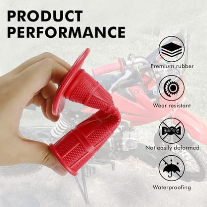 2PCS Motorcycle Handlebar Grips, 7/8 & 1 Inch Non-Slip Grips (Red) - color: Red