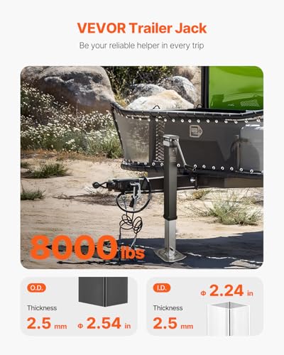 VEVOR 8000lbs Heavy-Duty Square Direct Weld on RV Jack, 15-1/4 Inches Lift, Adjustable Drop Leg, for Lifting RV, Horse, Utility, Yacht Trailers, TJD-7000S - size: 8000lbs (15-1/4 inch Stroke)