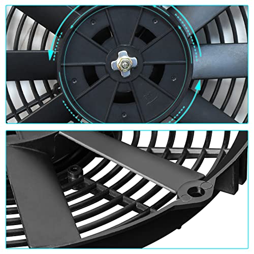 Mupera 12" Electric Radiator Cooling Fan Slim Fan Puller w/Mount Kit - size: Straight-12 inch