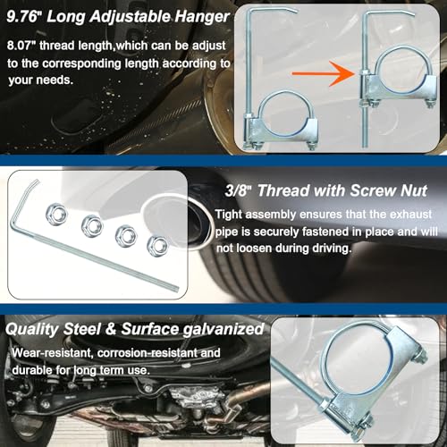 2.5" Universal Exhaust Clamp With Hanger, Muffler Hanger, 4 Pack - size: 2.5 Inch-4 PACK