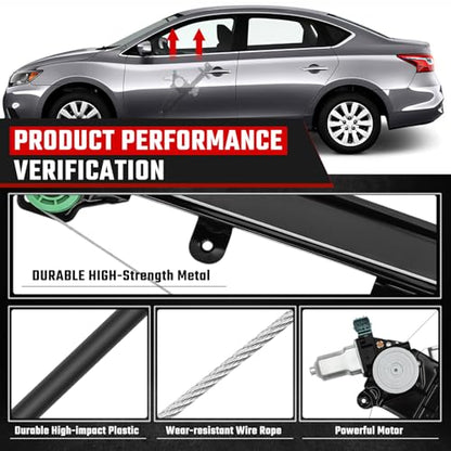 751-394 Front Driver Side Power Window Regulator with Motor (with Express Up Or Down & 6 pins) Compatible with Nissan Sentra 2013-2019, Replace 80721-3SG0A - size: Front Left, style: 751-394