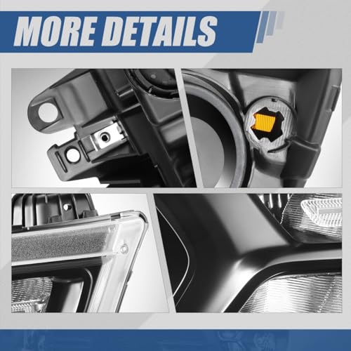 Auto Dynasty Headlights Assembly Compatible with 2019-2024 Dodge Ram 1500, Driver and Passenger Side Halogen Headlamps Replacement, GM2502329 GM2503329, Black Housing Amber Corner - color: Black Amber