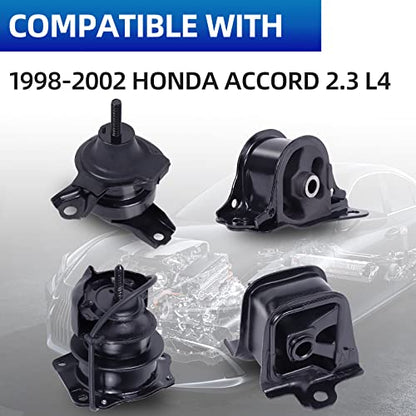 4-Piece Engine Motor Mount Set Compatible with 1998-2002 Accord 2.3L - size: 1998-2002 Honda Accord 2.3L Auto Set of 4