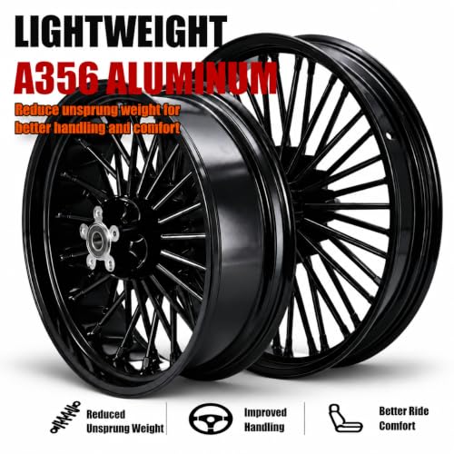 TOFR 21inch 18inch 36 Fat Spoke Wheels Rims For Harley Touring Bagger 09-25 - color: Gloss Black, size: Front:21x3.5 Rear:18x5.5