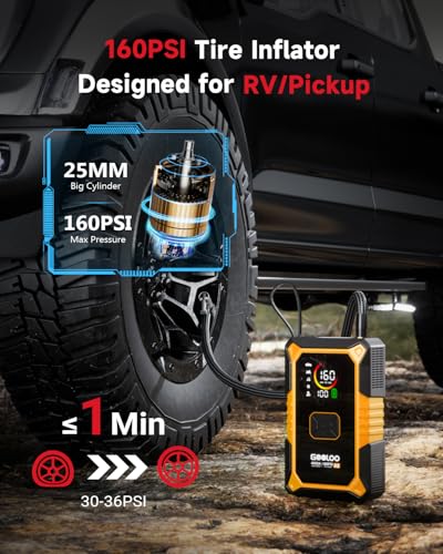 GOOLOO A5 Jump Starter with Air Compressor, 4000A Car Battery Booster - color: Yellow