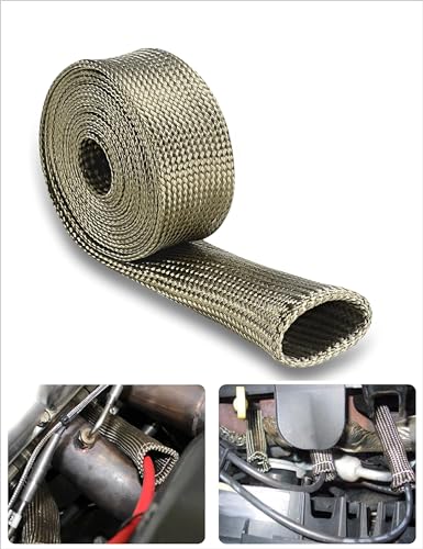 Fuel Line Heat Shield Wire Heat Shield Heat Shield Sleeve Auto Hose Spark Plug Wire Heat Shield diesel heater exhaust sleeve 2500 Degree for Car&Auto Wire Loom Brake Cable (1/2"IDX10',Titanium) - color: Titanium, size: 1/2" IDX10'